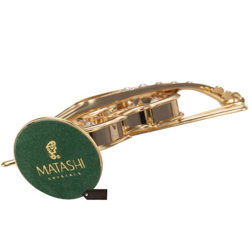 Matashi 24K Gold Plated Violin on a Stand Ornament with Genuine Matashi Crystals.
