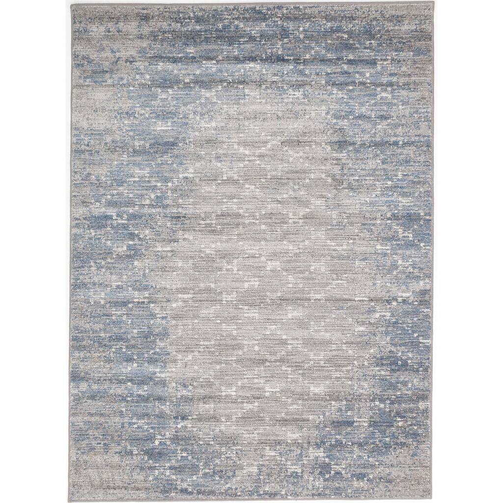 ecarpetgallery Madiba Grey/ Blue Rug (5' x 7') - 5'3" x 7'3"