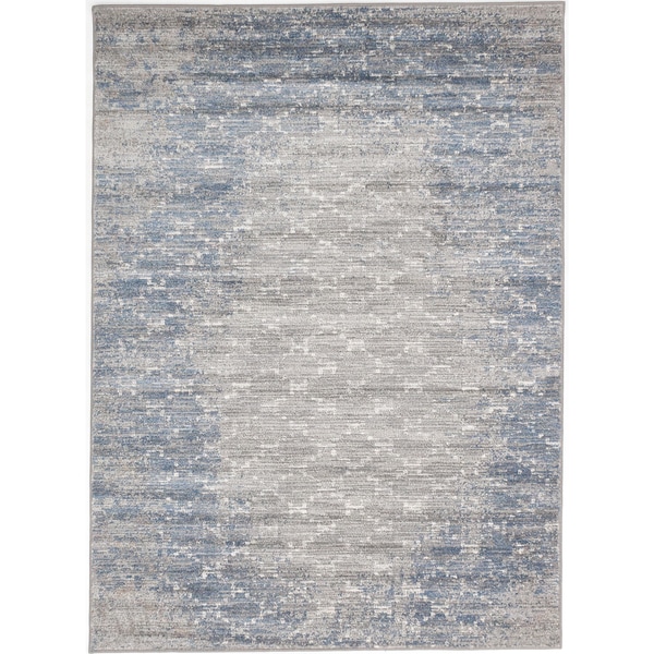 ecarpetgallery Madiba Grey/ Blue Rug (5' x 7') - 5'3" x 7'3". Opens flyout.