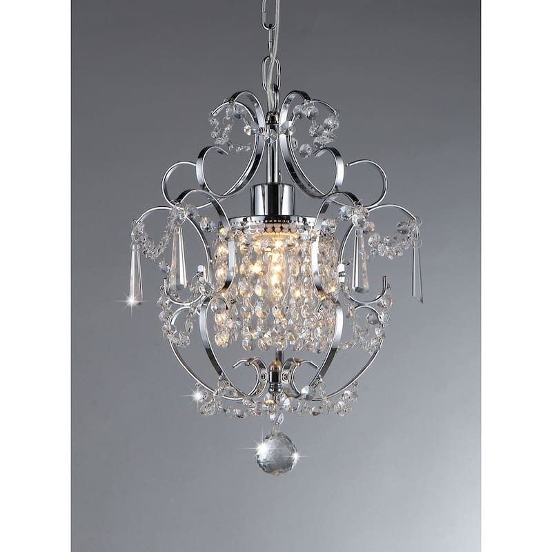 Cynthia 1-light Crystal 11-inch Chrome Swag Lamp
