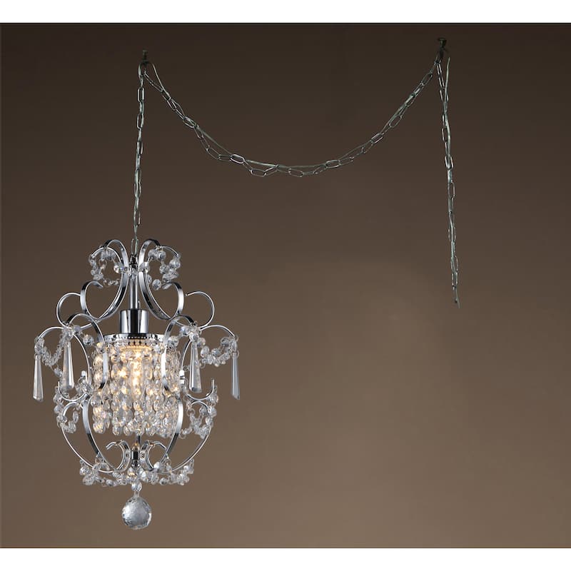 Cynthia 1-light Crystal 11-inch Chrome Swag Lamp