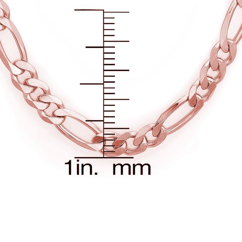 Roberto Martinez Rose Gold Plated Silver 5 mm Figaro Chain (18-30 Inch) - Pink