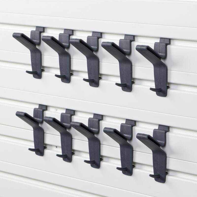 18 Piece Slatwall Panel, Cabinet, Hook, Bin and Large Workstation Storage Set - White Slat Wall/Silver Cabinet