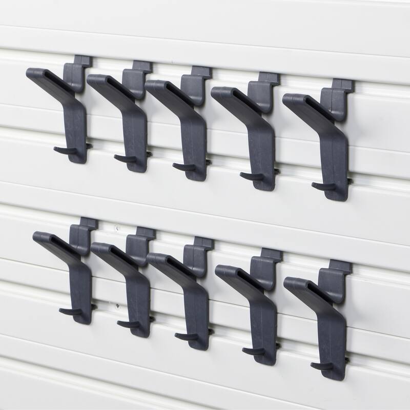 18 Piece Slatwall Panel, Cabinet, Hook, Soft Bin and Large Workstation Storage Set - Black Slat Wall/Graphite Carbon Cabinet