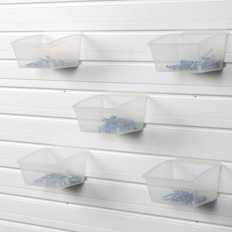 13 Piece Slatwall Panel, Cabinet, Bin and Large Workstation Storage Set - White Slat Wall/Silver Cabinet
