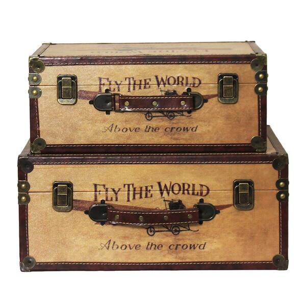 Handcrafted Vintage Decorative Wood Storage Boxes Set Of 2 Overstock 10904365