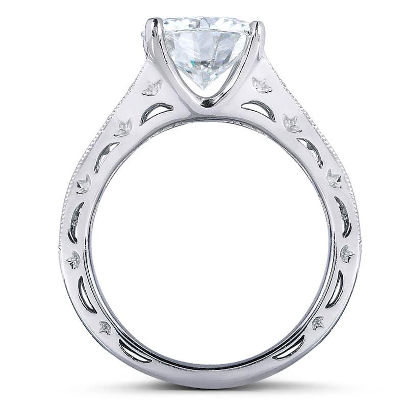 Annello by Kobelli 14k White Gold 1 2/5ct TGW Forever One DEF Moissanite and Diamond Channel Milgrain Vintage Engagement Ring