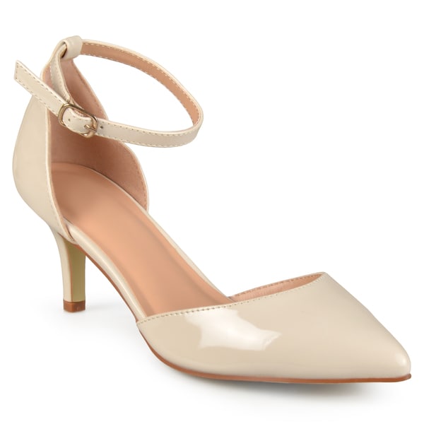 Journee Collection Women's Bay Patent Faux Leather Ankle Strap Pumps