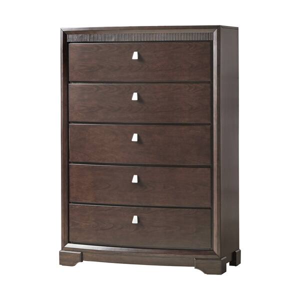 Shop Marquette Brown Curved Rubberwood 5 Drawer Chest By Inspire Q