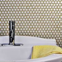 SomerTile 12x12.625-inch Penny Snowcap White Porcelain Mosaic Floor and Wall Tile (10 tiles/10.74 sqft.)