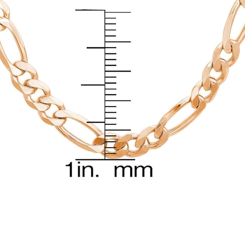 Roberto Martinez Gold Plated Silver 5 mm Figaro Chain Necklace (18"-30")