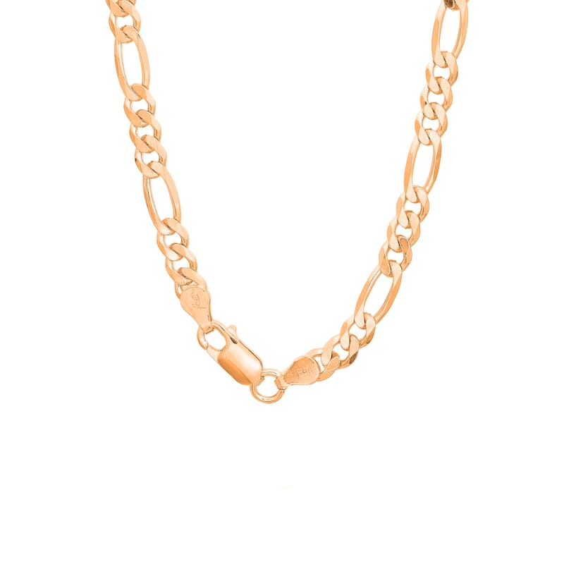 Roberto Martinez Gold Plated Silver 5 mm Figaro Chain Necklace (18"-30")