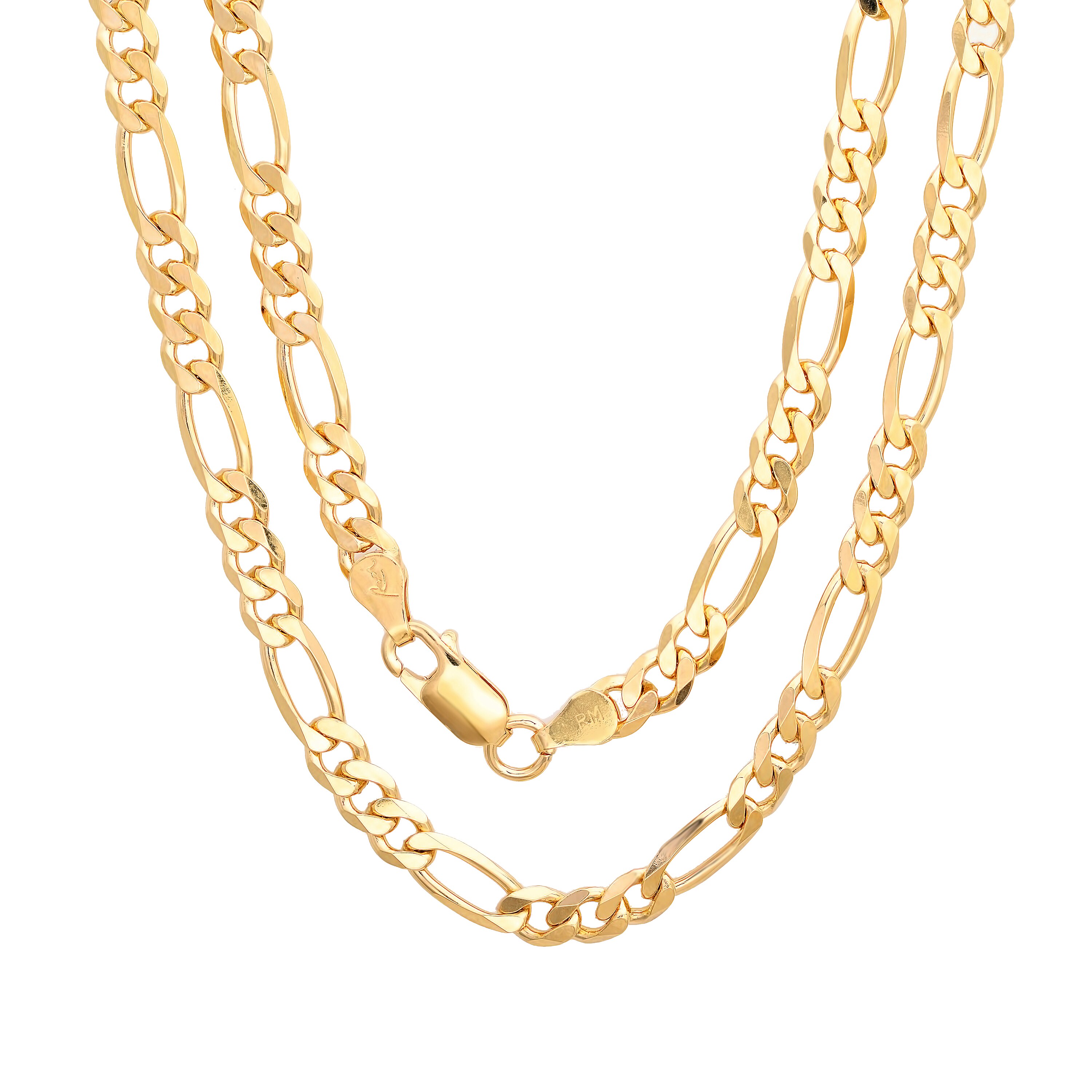 5 x 18/" gold plated complete figaro necklace chains