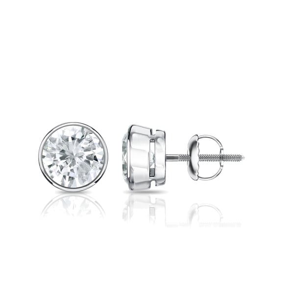 Platinum Round 1ct Tdw Bezel Set Diamond Stud Earrings By Platinum Round 1ct Tdw Bezel Set Diamond Stud Earrings By Auriya White J K