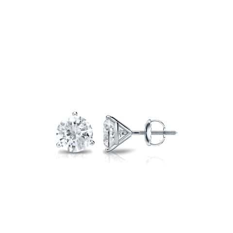 Auriya Platinum Round Diamond Stud Earrings 0.33ctw Martini-set