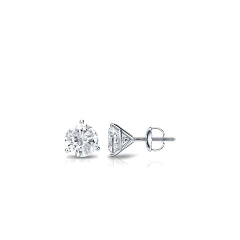 Auriya Platinum Round Diamond Stud Earrings 0.25ctw Martini-set