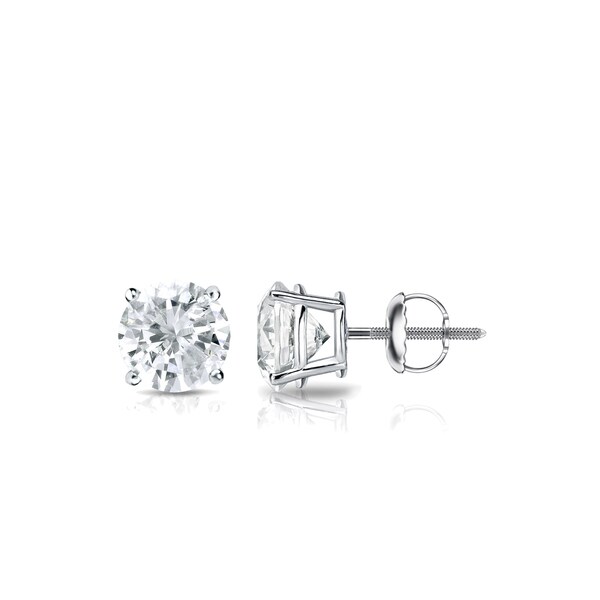 Auriya Platinum 0.33ctw Round Diamond Stud Earrings - Overstock 