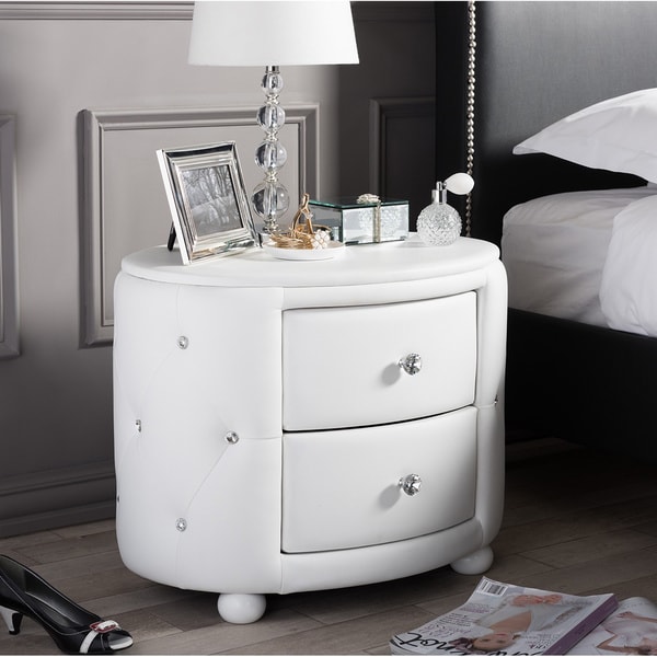 Baxton Studio Davina Hollywood Glamour Style Oval 2 drawer White