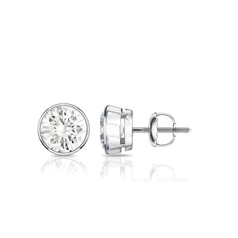 Auriya 14k Gold 0.75ctw Round Bezel-set Diamond Stud Earrings