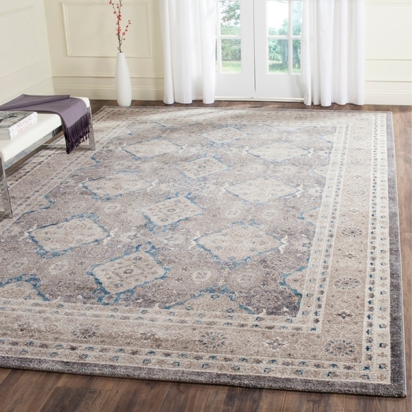 Safavieh Sofia Vintage Diamond Light Grey / Beige Distressed Rug - 5'1 x 7'7