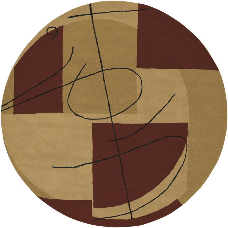 Hand tufted Beige Contemporary Miro New Zealand Wool Abstract Rug (59 Round)