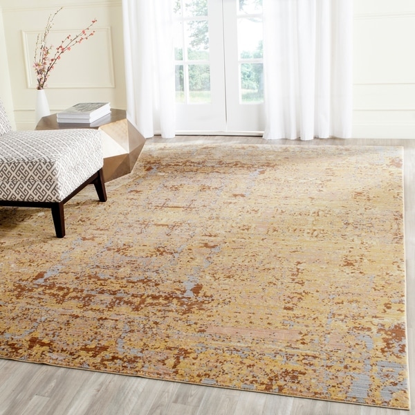 Safavieh Mystique Watercolor Gold/ Multi Silky Rug - 9' x 12'