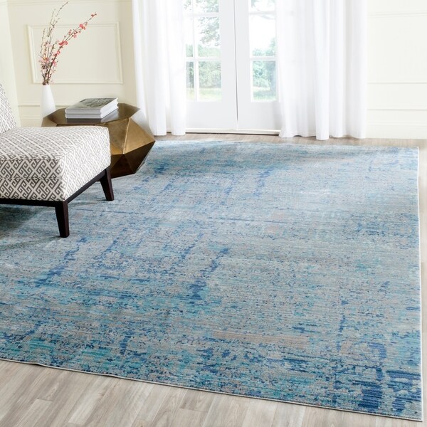 Safavieh Mystique Watercolor Light Blue/ Multi Silky Rug - 9' x 12'