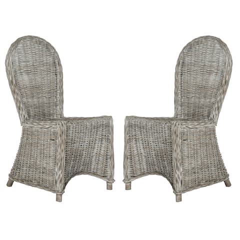 SAFAVIEH Dining Idola White Washed Dining Chairs (Set of 2) - 19.5" x 26" x 40.5"
