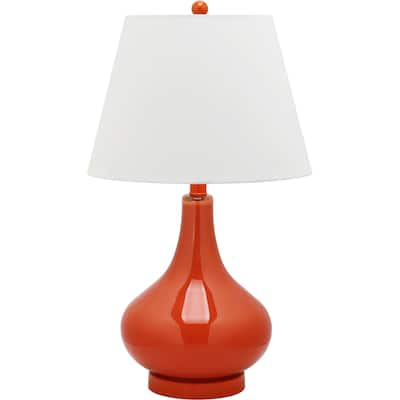 SAFAVIEH Lighting 24-inch Amy Blood Orange Gourd Glass Table Lamp - 14"x14"x24"