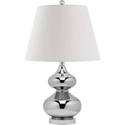 SAFAVIEH Lighting 24-inch Eva Silver Double Gourd Glass Table Lamp - 14"x14"x24"
