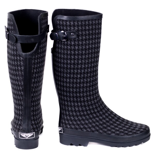 houndstooth rubber boots