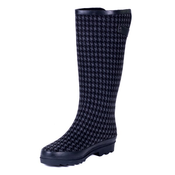 houndstooth rubber boots