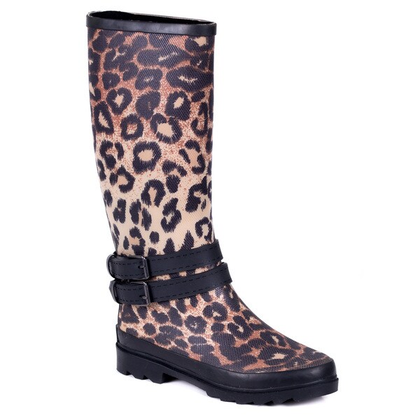 leopard print rubber boots