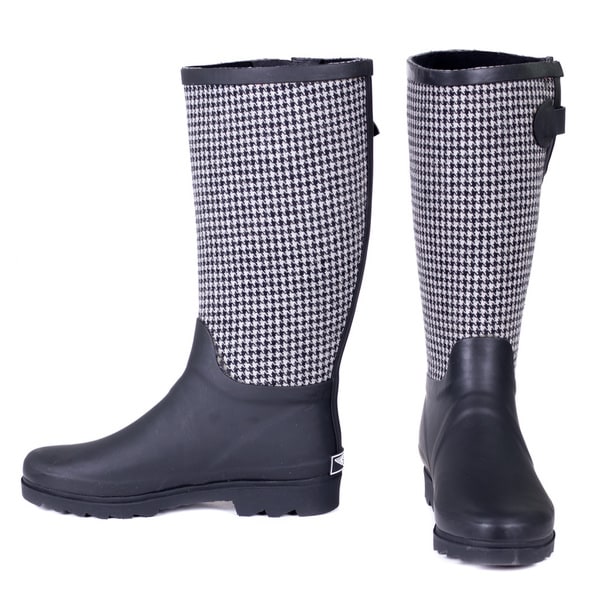 houndstooth rubber boots