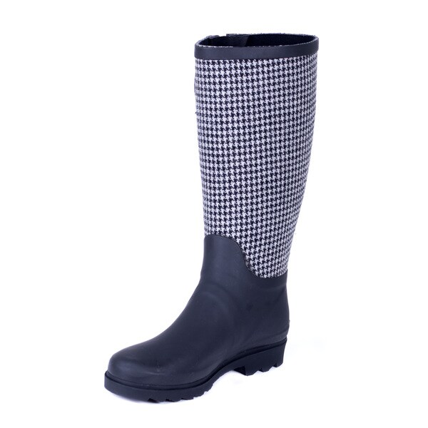 houndstooth rain boots