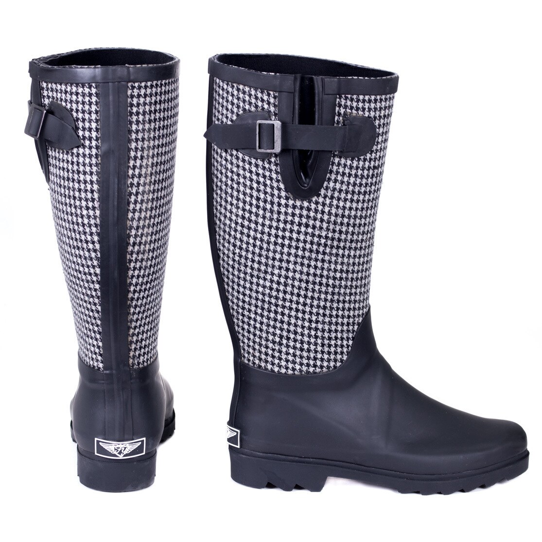 houndstooth rain boots