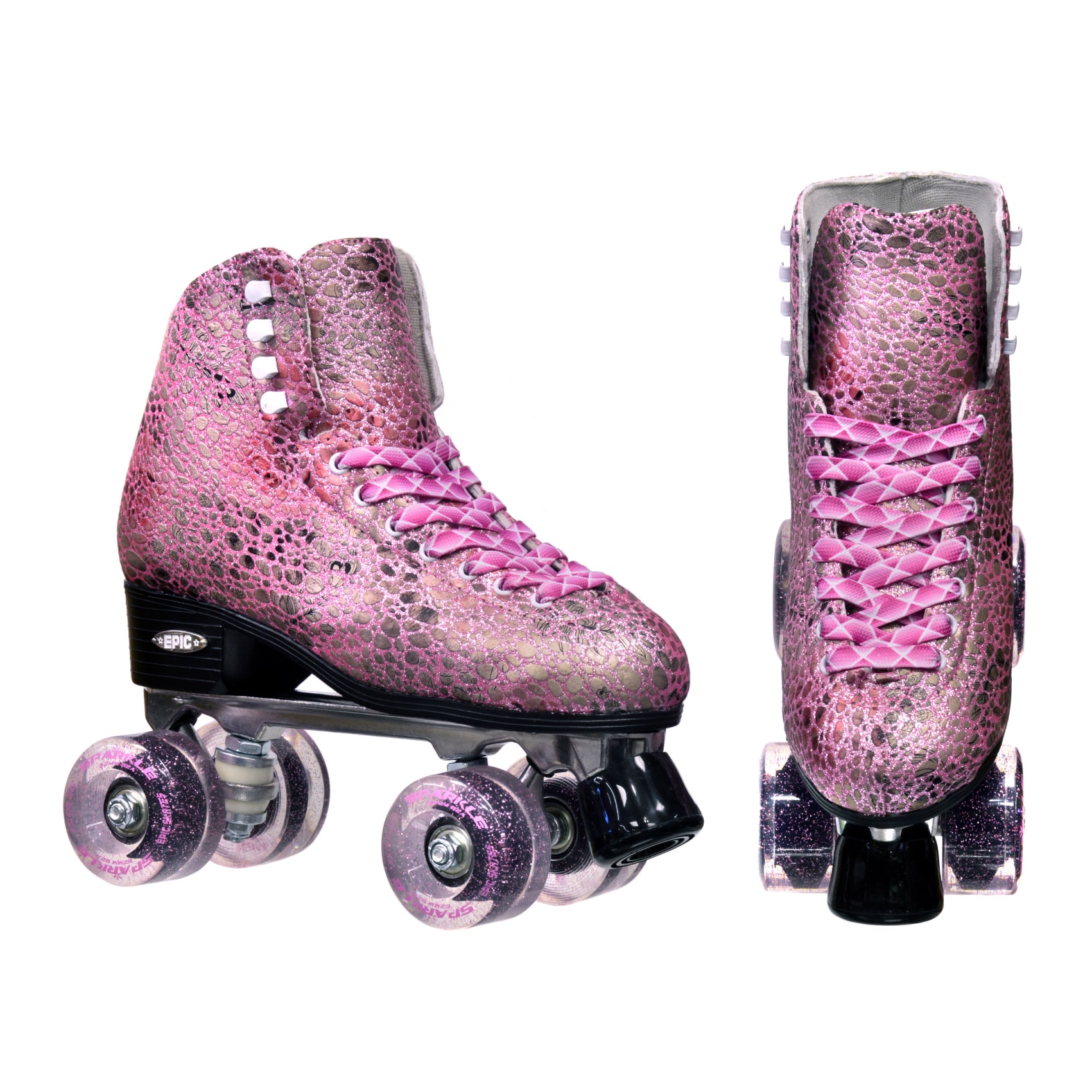 Epic New Classic Black & Pink High-Top Quad Roller Skate Bundle w/ Bag,  Laces, & Pom Poms! (As Is Item) - Bed Bath & Beyond - 31804634