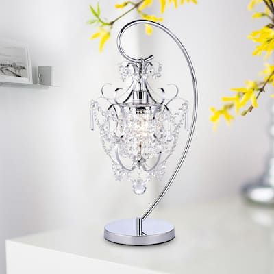 Warehouse of Tiffany Unnie 1-light Crystal 24-inch Chrome Table Lamp