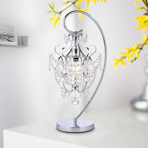 Warehouse of Tiffany Unnie 1-light Crystal 24-inch Chrome Table Lamp