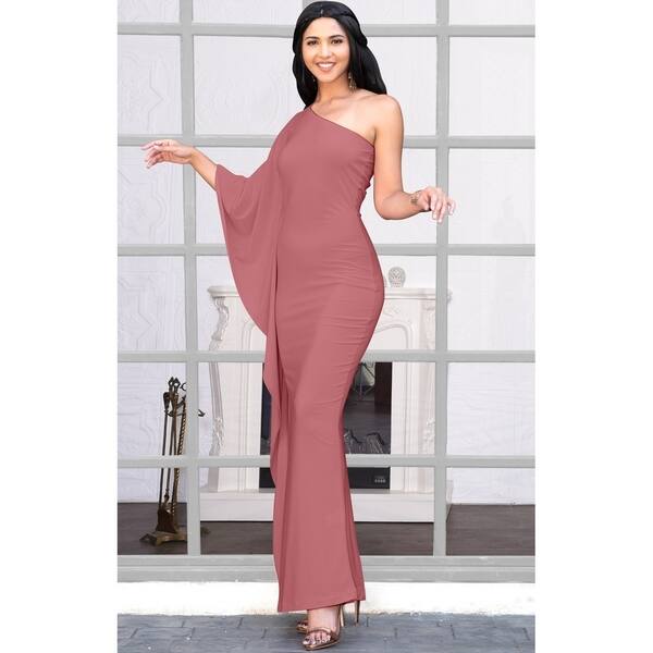 KOH KOH Women One Shoulder Sleeve Slimming Cocktail Gown Maxi Dress Large  Size in Crimson Dark Red (As Is Item) - Bed Bath & Beyond - 27326349