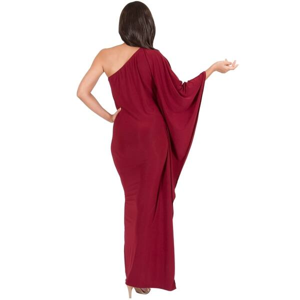 KOH KOH Women One Shoulder Sleeve Slimming Cocktail Gown Maxi Dress Large Size in Crimson Dark Red (As Is Item) - Bed Bath & Beyond - 27326349 KOH KOH Women One Shoulder Sleeve Slimming Cocktail Gown Maxi Dress Large Size in Crimson Dark Red (As Is Item) - Bed Bath & Beyond - 27326349