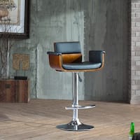 Corvus Tony Mid-century Black and Walnut Adjustable Swivel Bar Stool