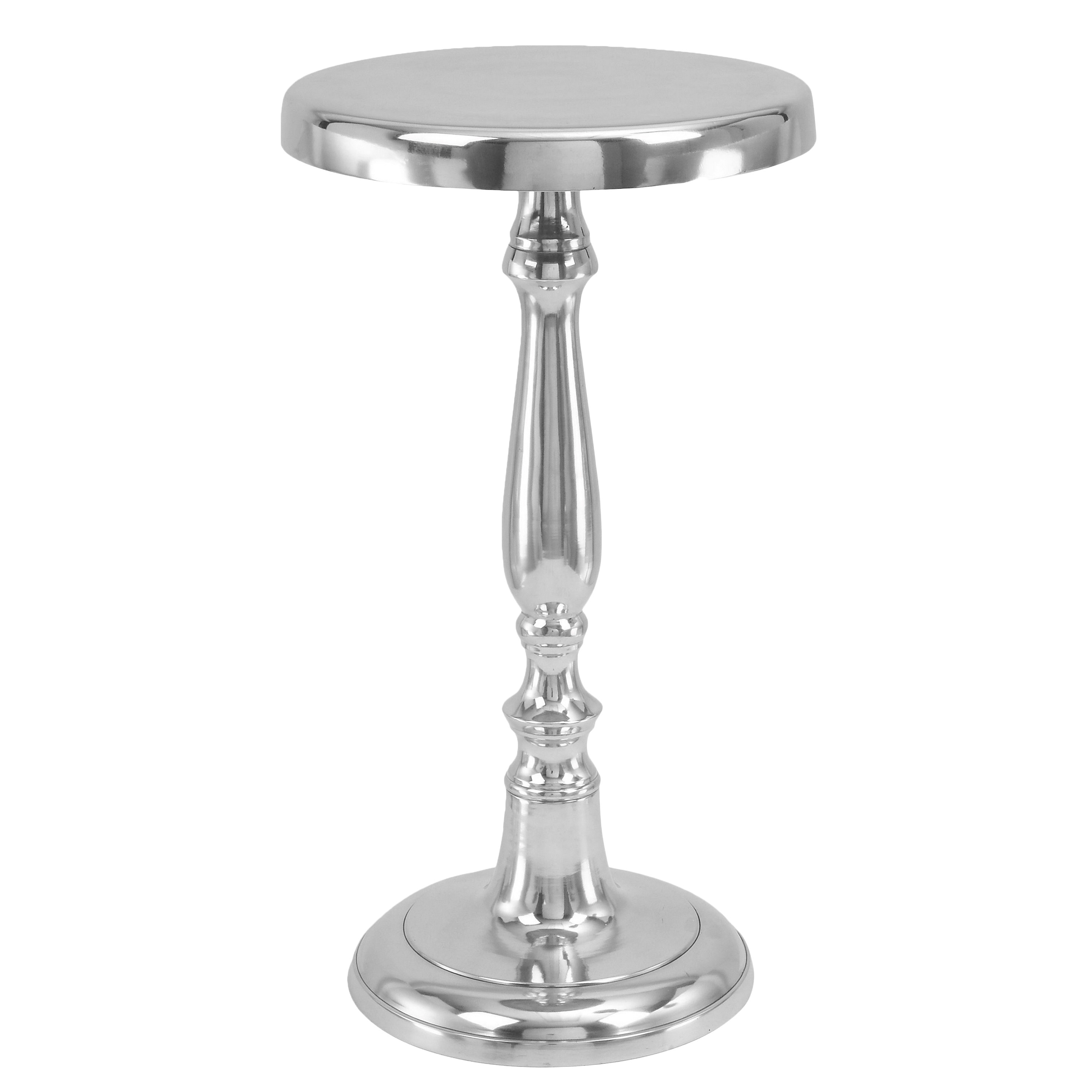 Petite Treasure Silver Round Accent Table Overstock 10909632