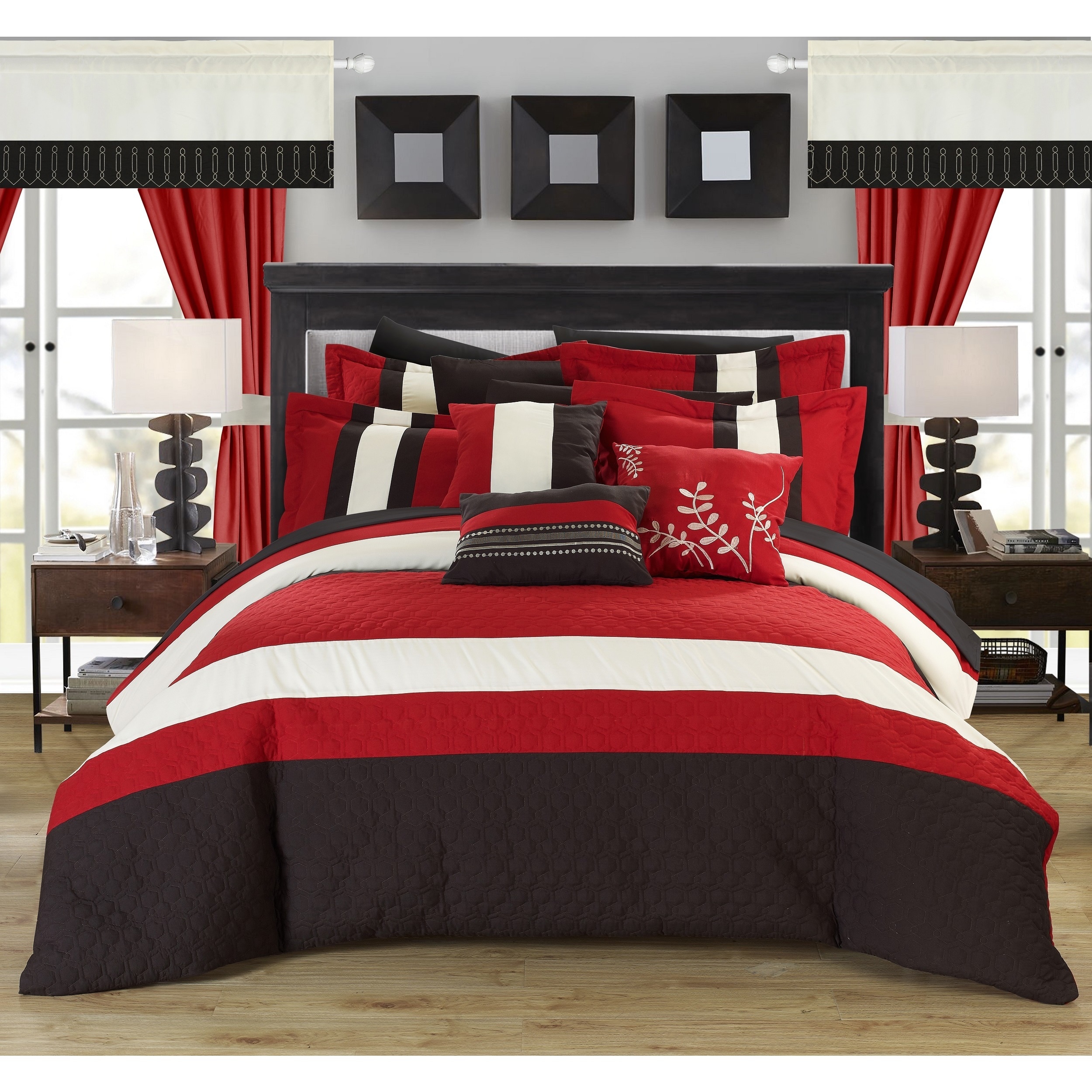 Real Living Red & Gray Bed-in-a-Bag Bedding Set