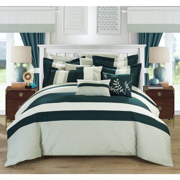 slide 2 of 10, Copper Grove Norreskoven Teal 24-piece Bed in a Bag with Sheet Set King