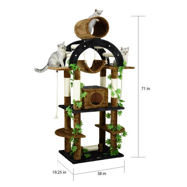 Go Pet Club Black Brown Wood Faux Fur Sisal 71inchhigh Cat Tree Bed