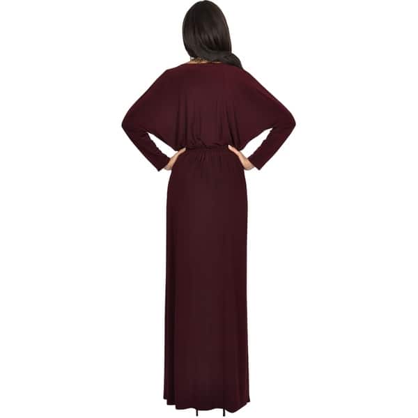 KOH KOH Womens Designer Long Sleeve Drape Split Cocktail Maxi Dress Extra  Large in Crimson Dark Red (As Is Item) - Bed Bath & Beyond - 29641375