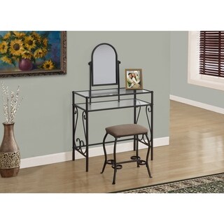 Brown Metal Tempered Glass Vanity Set