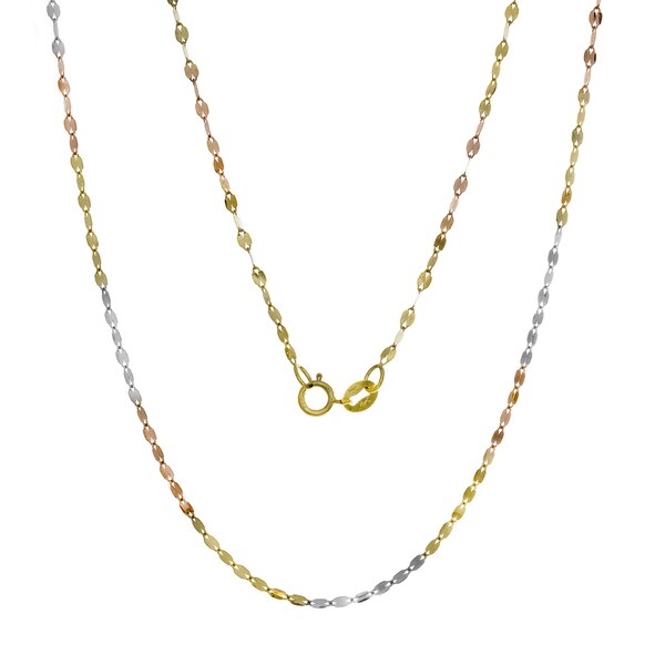 Roberto Martinez 14K Tri-color Gold Italian Marquise Mirror Link Chain (16-20 inches) - Multi