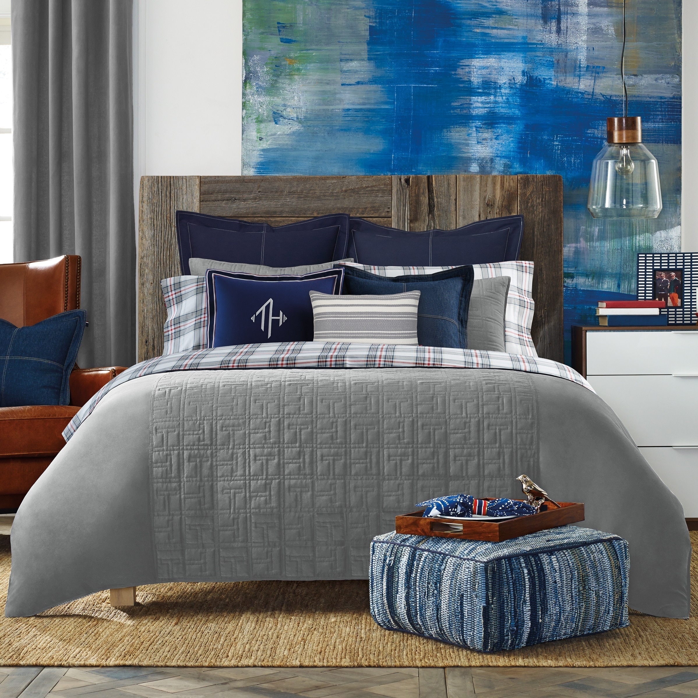 Shop Tommy Hilfiger Academy Grey Comforter Free Shipping Today